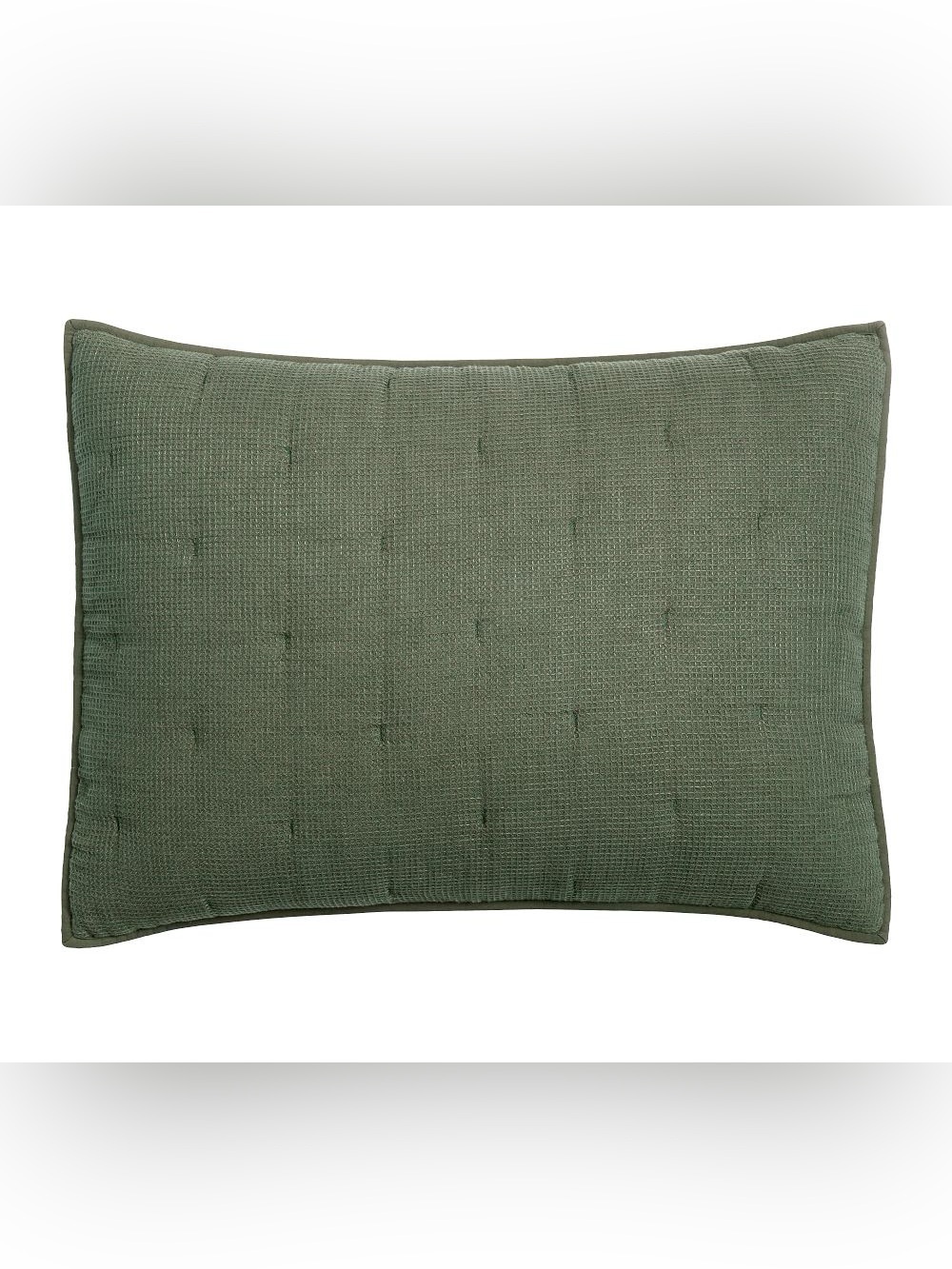 NWT Pottery Barn European Flax Linen Waffle Quilted Standard Sham Set in Cypress
